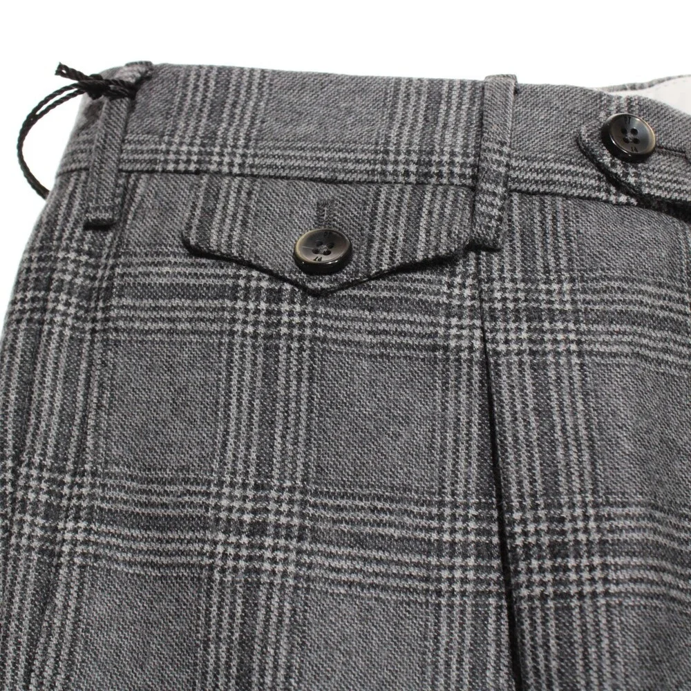 PT Torino NWT Pleated Dress Pants Size 50 (US 34) Super 100s in Gray Plaid Wool
